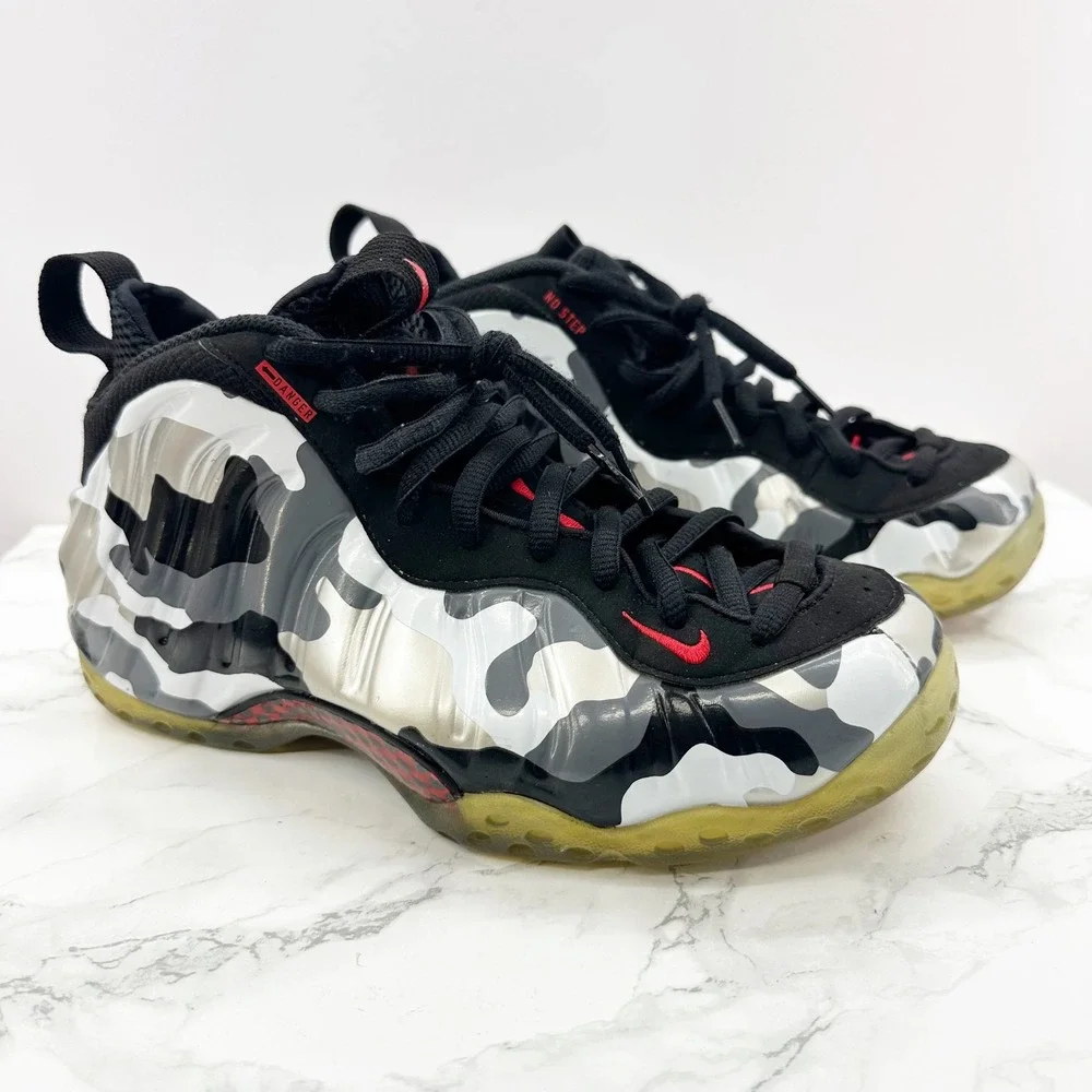 Nike Air‎ Foamposite One PRM Mens 7.5 White Camo Good Fighter Jet 575420-001